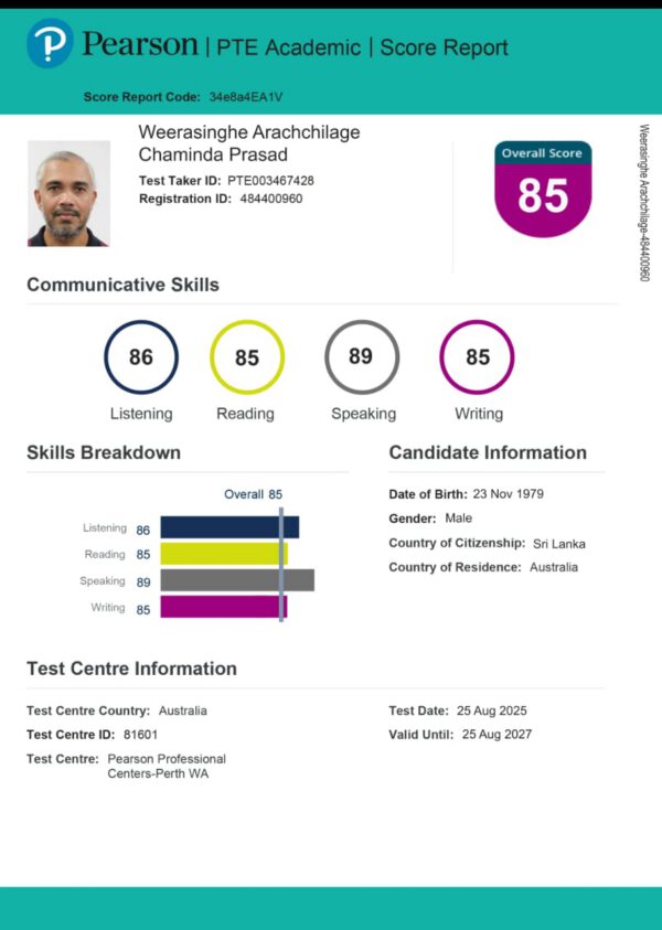 PTE Certificate - ALL ENGLISH DOCUMENTS REGISTERED